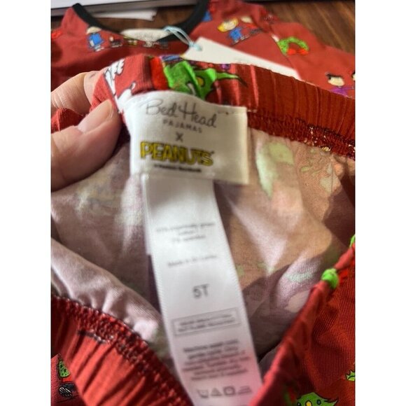 Bedhead Peanuts Christmas Pajama Sets Brown 5T Charlie Brown Snoopy Festive Soft - Picture 11 of 11